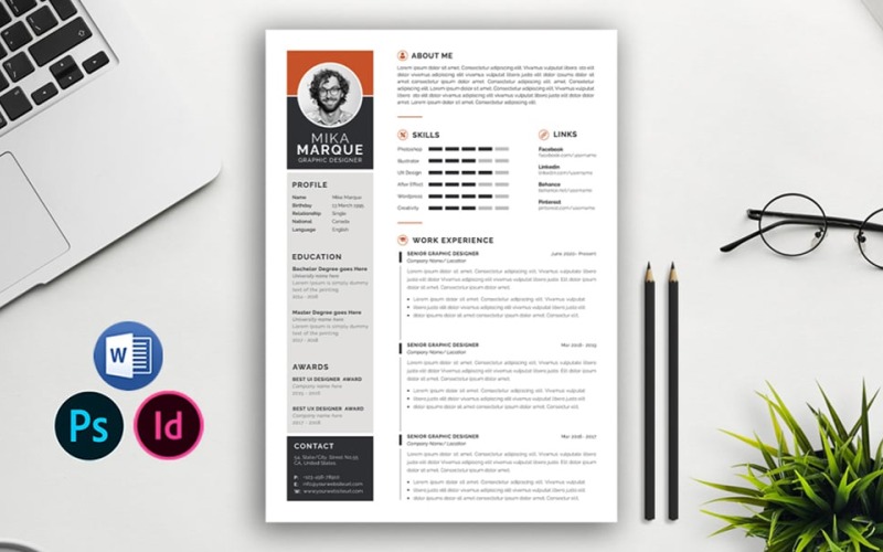 Modèle de CV et de lettre de motivation | Indesign
