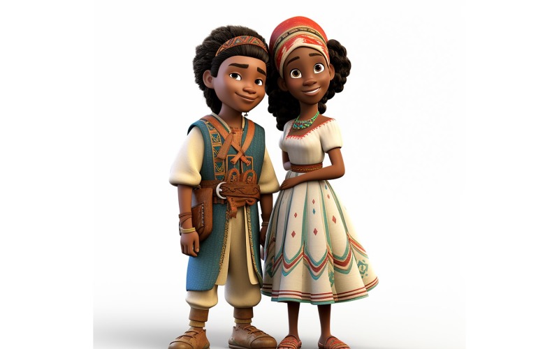 Carreras mundiales de pareja de niño y niña con vestimenta cultural tradicional 150