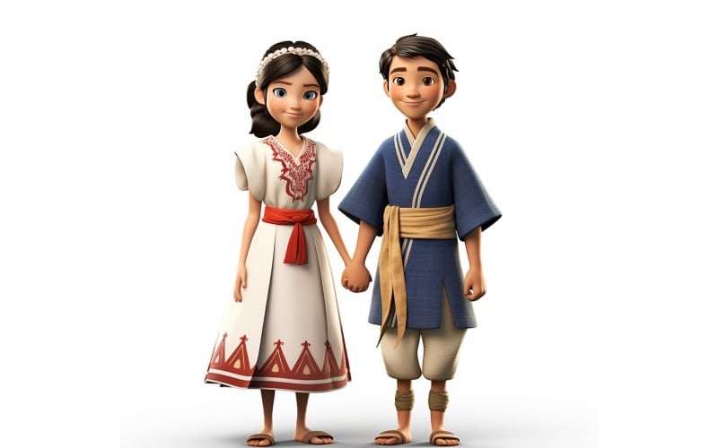 Courses mondiales de couples de garçons et de filles en costume culturel traditionnel 169