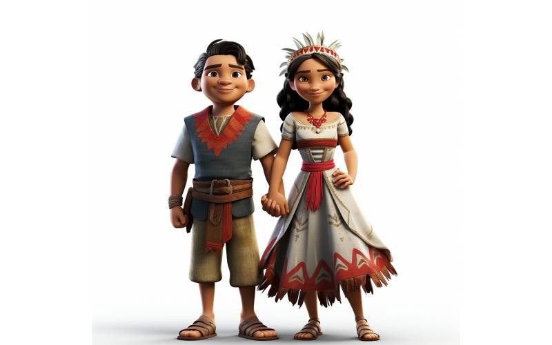 Pojke och flicka par världslopp i traditionell kulturell klädsel 190