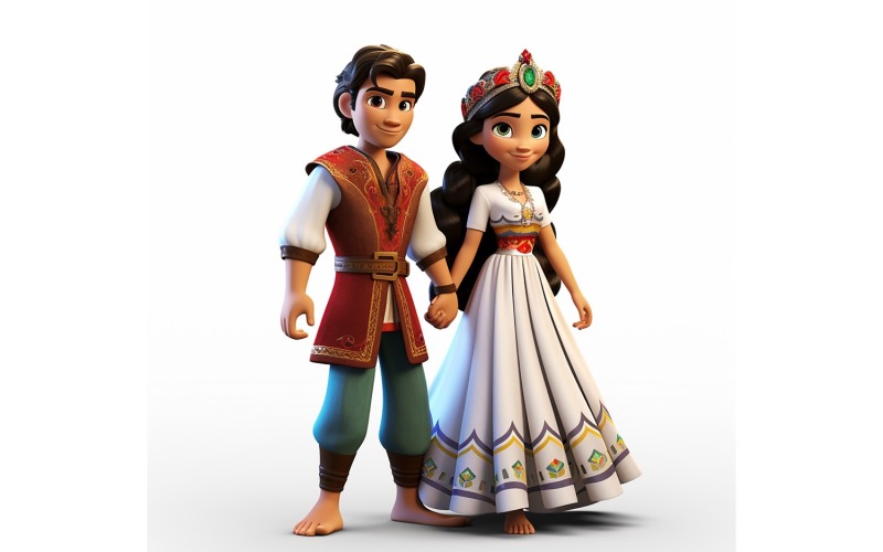 Pojke och flicka par världslopp i traditionell kulturklänning 123