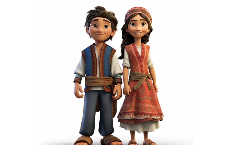Světové závody páru chlapec a dívka v tradičním kulturním oblečení 148