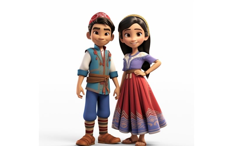 Světové závody páru chlapec a dívka v tradičním kulturním oblečení 154