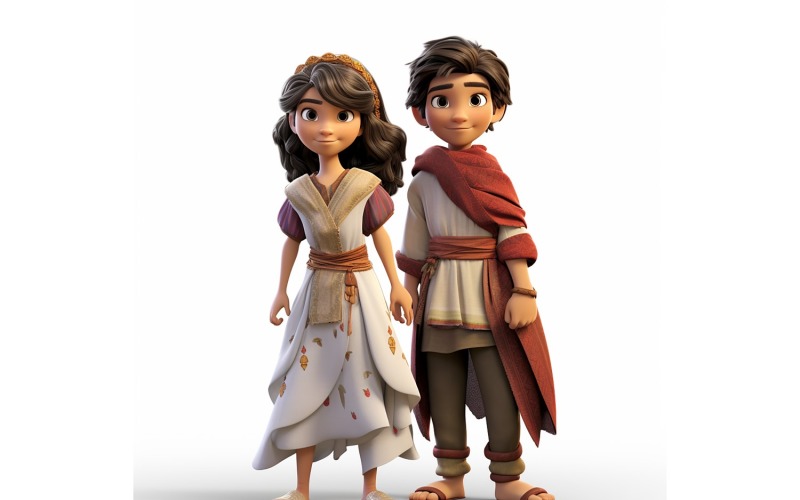 Boy And Girl Couple World Races In Traditional Cultural Dress 209