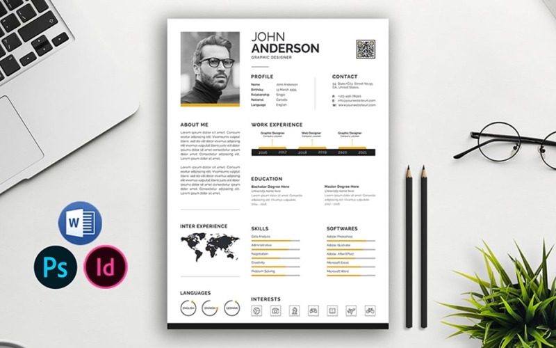 John Anderson Indesign özgeçmiş ve kapak mektubu