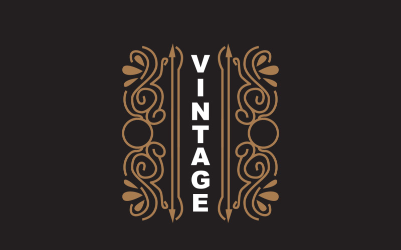 Logo d'ornement minimaliste au design rétro vintage V10