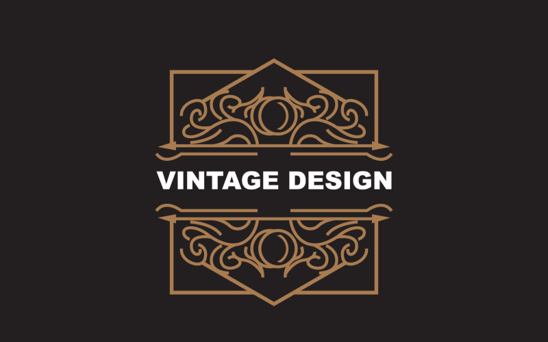 Logo d'ornement minimaliste au design rétro vintage V13