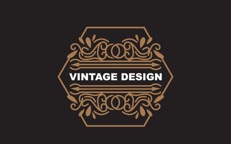Logo d'ornement minimaliste au design rétro vintage V14