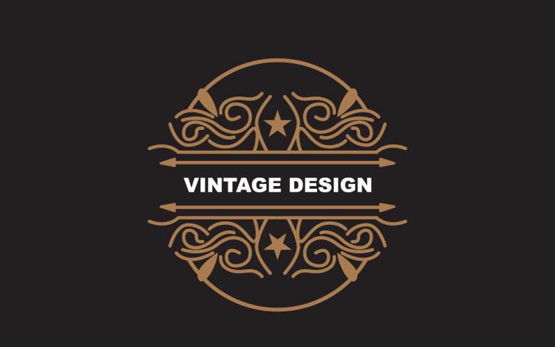 Logo d'ornement minimaliste au design rétro vintage V16