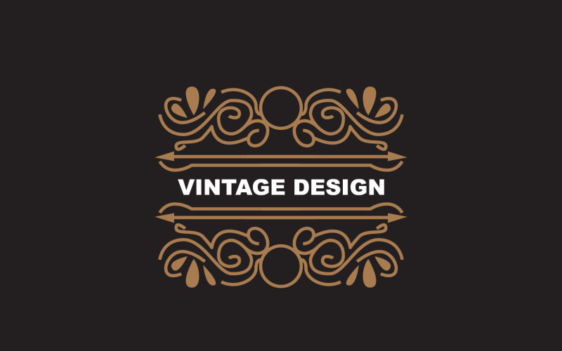 Logo d'ornement minimaliste au design rétro vintage V3