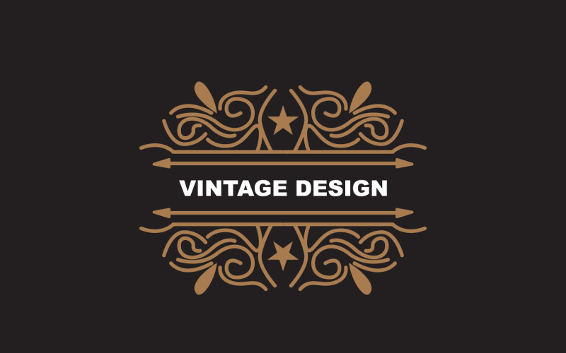 Logo d'ornement minimaliste au design rétro vintage V7
