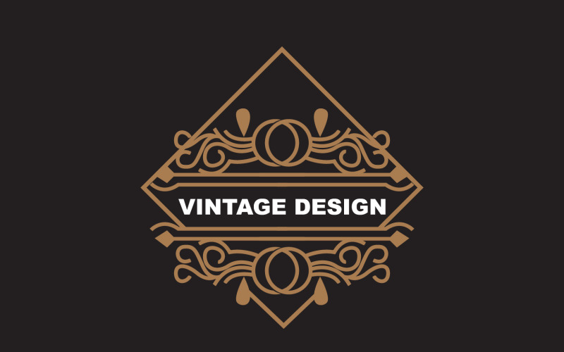 Logo ornamento minimalista dal design retrò vintage V12