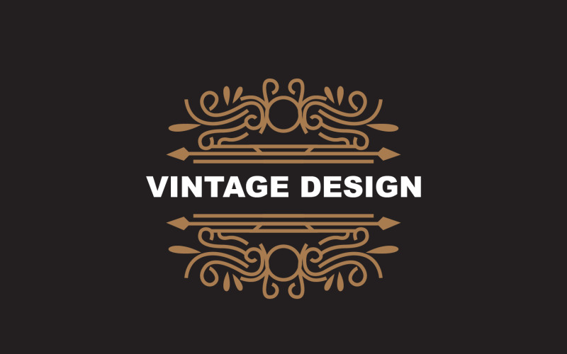 Logotipo de adorno minimalista de diseño retro vintage V2