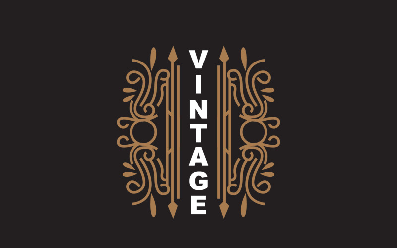 Logotipo de adorno minimalista de diseño retro vintage V9