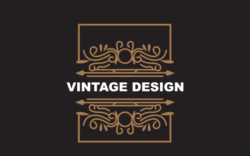 Logotipo de ornamento minimalista com design retrô vintage V1