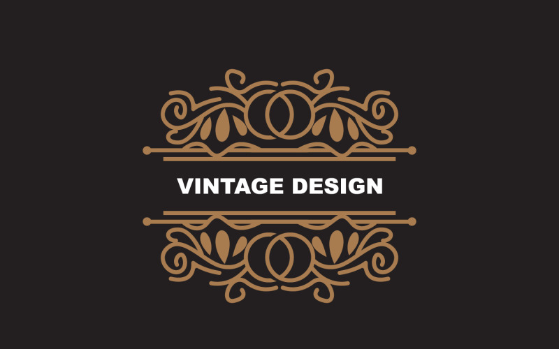 Logotipo de ornamento minimalista com design retrô vintage V6