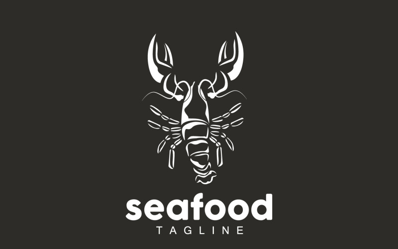 Vecteur de conception de logo de homard d'animal marin V10