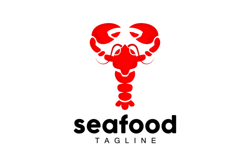 Vecteur de conception de logo de homard d'animal marin V6
