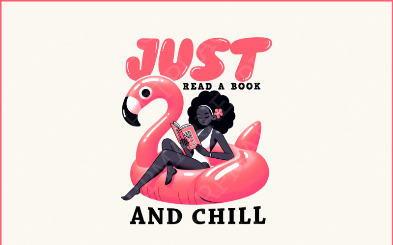 Csak olvass egy könyvet, és lazíts PNG, Trendi Bookish Retro Art, Flamingo Float, Nyári olvasás, Grafika