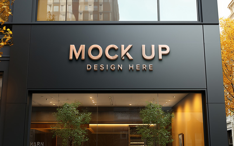 3D-logotyp mockup företagsbyggnad tecken psd