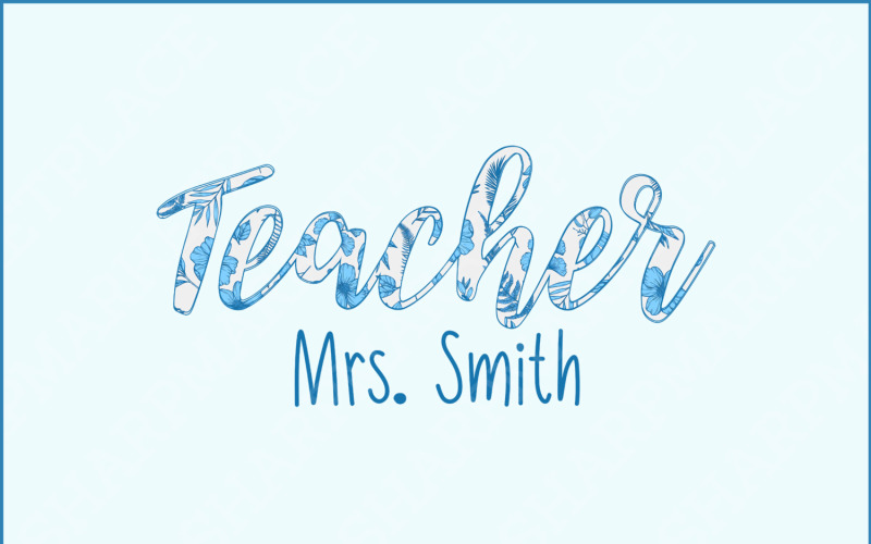 Lärare Blommig Png, blå pilfylld design Png, Lärarpresent, Teach Love Inspire