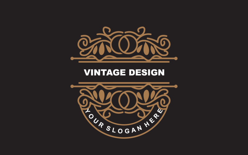 Logo d'ornement minimaliste au design rétro vintage V27