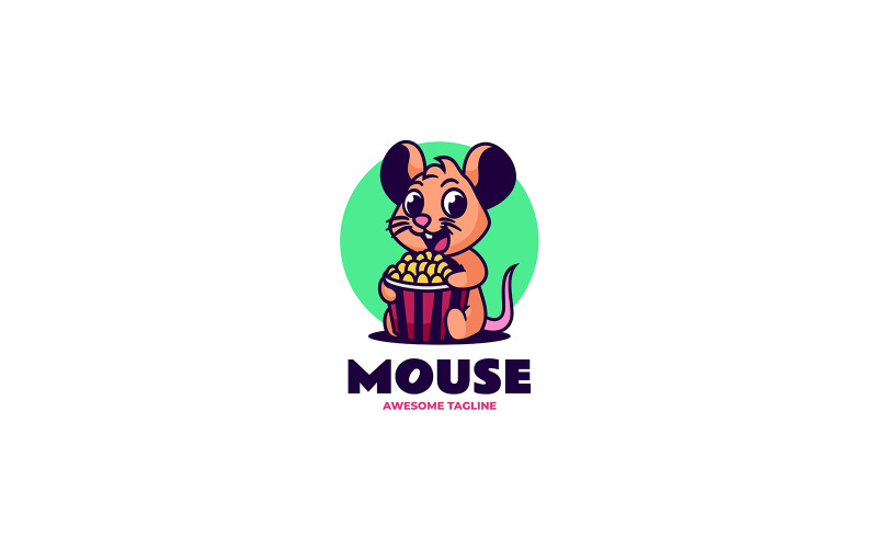 Logo de dessin animé de mascotte de souris 6
