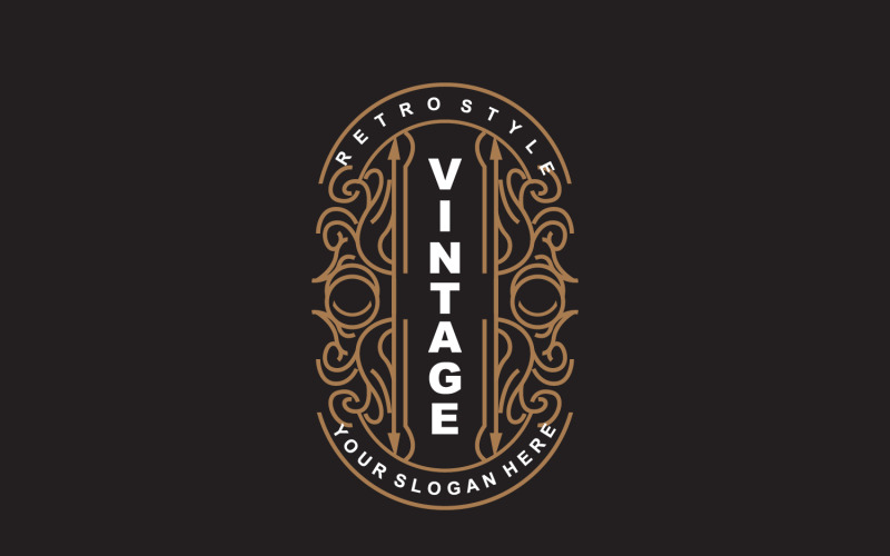 Logo ornamentale minimalista dal design retrò vintage V30
