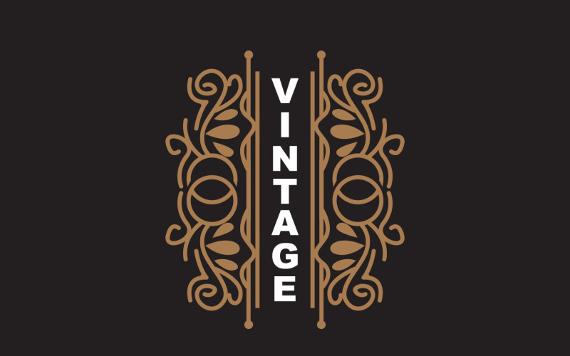 Logotipo de adorno minimalista de diseño retro vintage V23