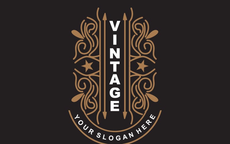 Logotipo de adorno minimalista de diseño vintage retro V24