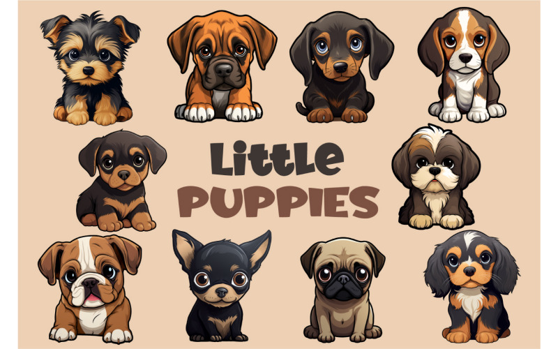 Piccoli cuccioli del fumetto. Adesivo per maglietta.