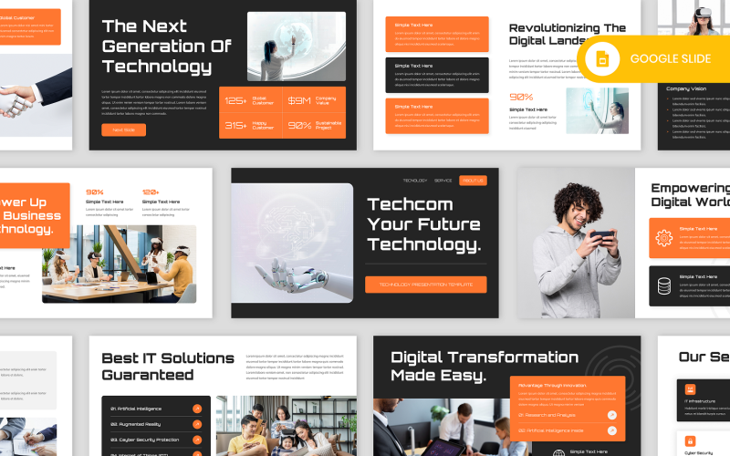 Techcom - IT 和技术 Google 幻灯片模板