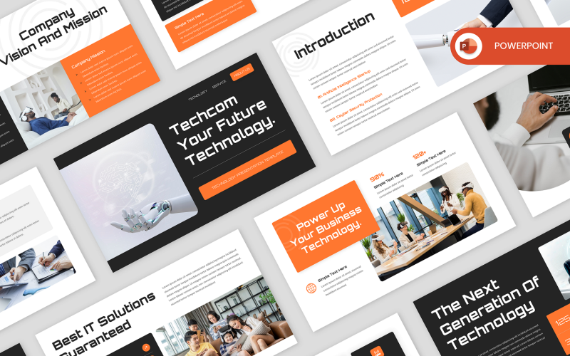 Techcom - 信息技术和技术 PowerPoint 模板
