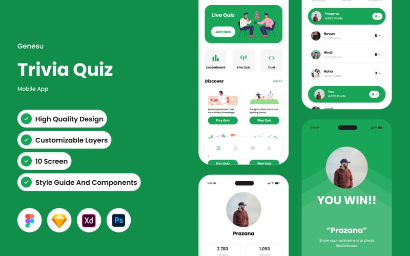 Genesu - Trivia-Quiz-App für Mobilgeräte