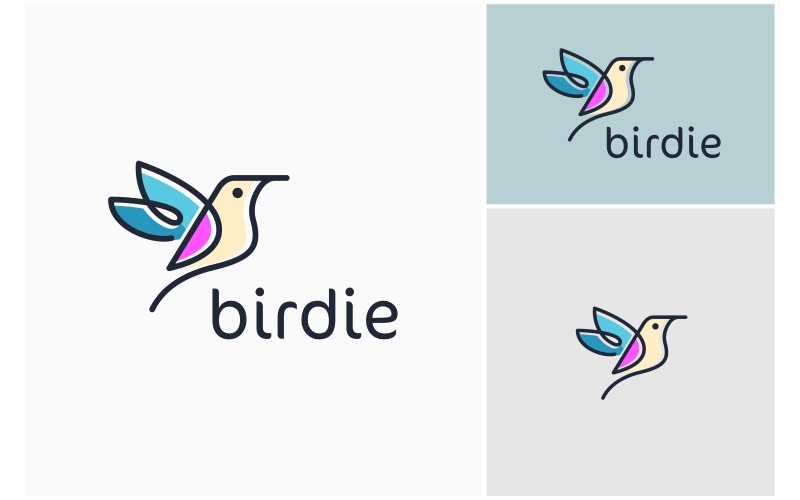 Logo artistico della linea di uccelli in volo