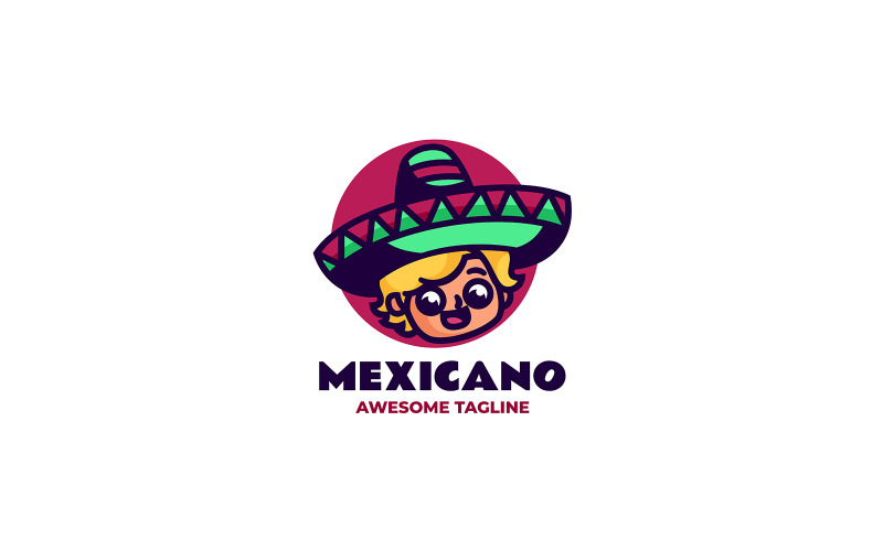 Logo de dessin animé de mascotte de garçon mexicain