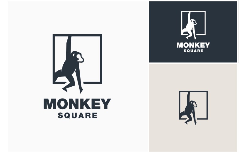 Logotipo cuadrado de mono primate