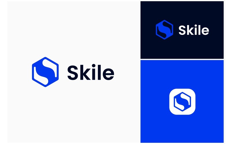 Bokstaven S Hexagon Cube Logotyp