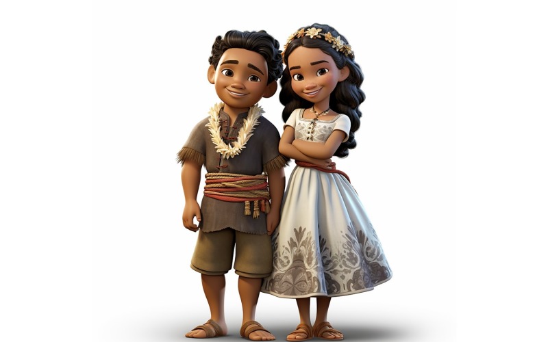 Boy And Girl Couple World Races In Traditional Cultural Dress 221