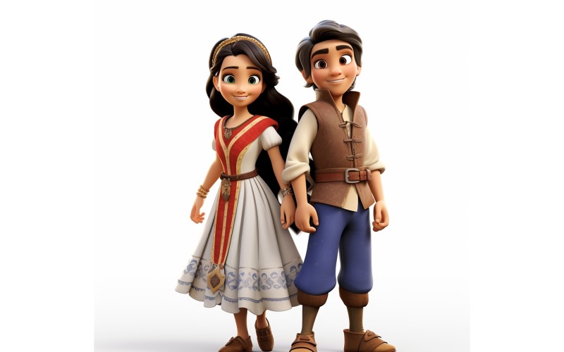 Boy And Girl Couple World Races In Traditional Cultural Dress 222