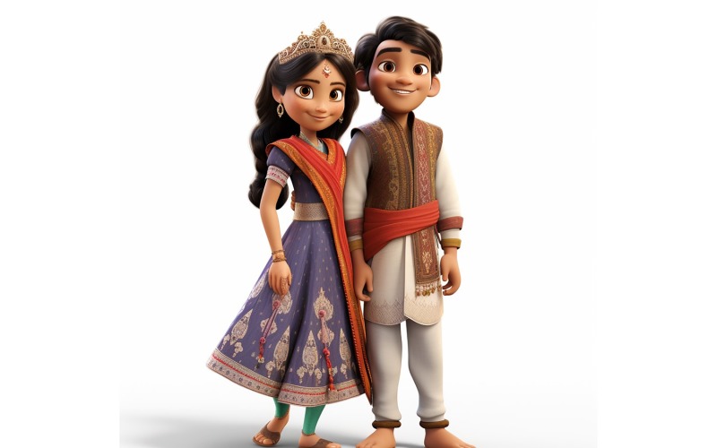 Boy And Girl Couple World Races In Traditional Cultural Dress 243