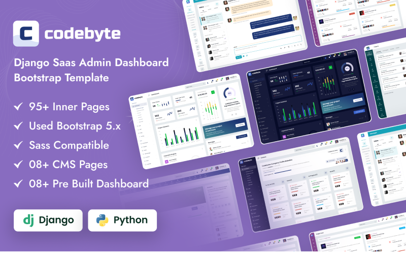 CodeByte - Bootstrap-sjabloon voor Django Saas-beheerdersdashboard