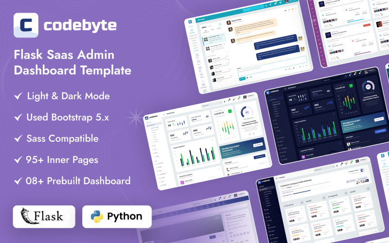 CodeByte – Modello Bootstrap del dashboard di amministrazione di Flask Saas