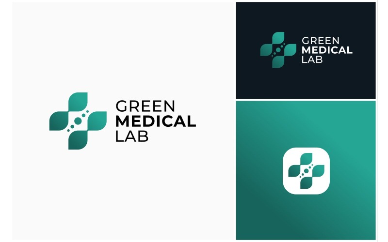 Logotipo De Laboratorio Verde De Hoja De Medicina Médica