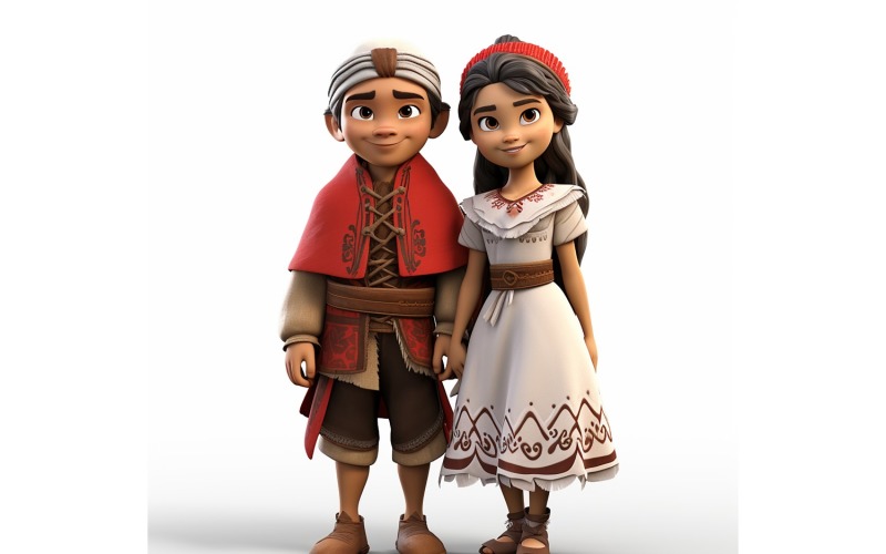 Světové závody páru chlapec a dívka v tradičním kulturním oblečení 238