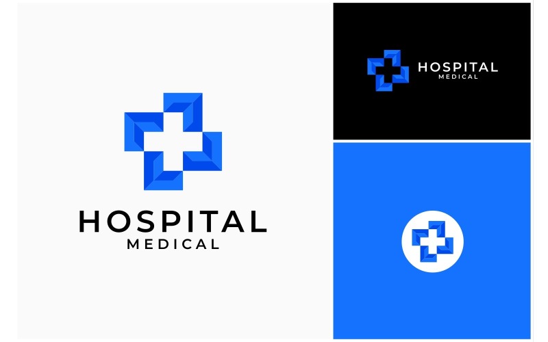 Logo de flèche de curseur d'hôpital médical