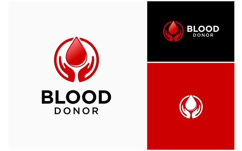 Mão com gota de sangue dando logotipo