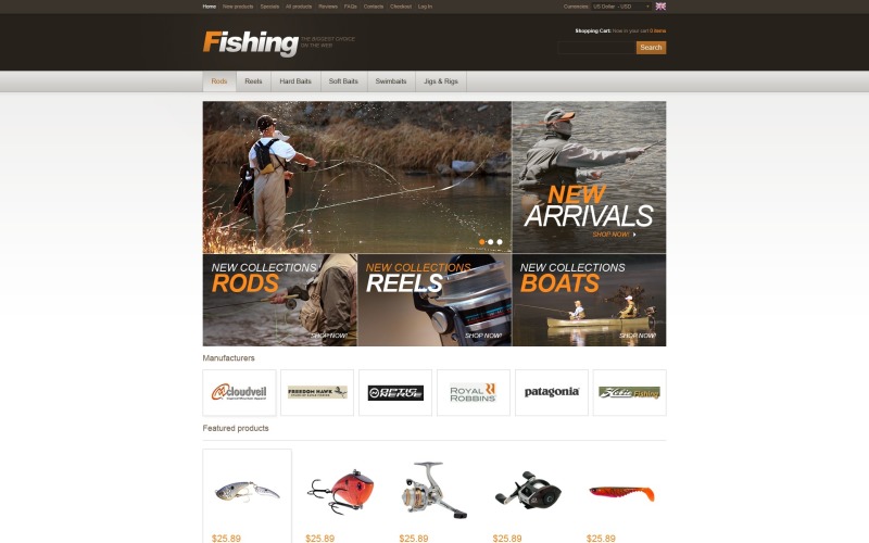 рыболовный магазин zencart шаблон