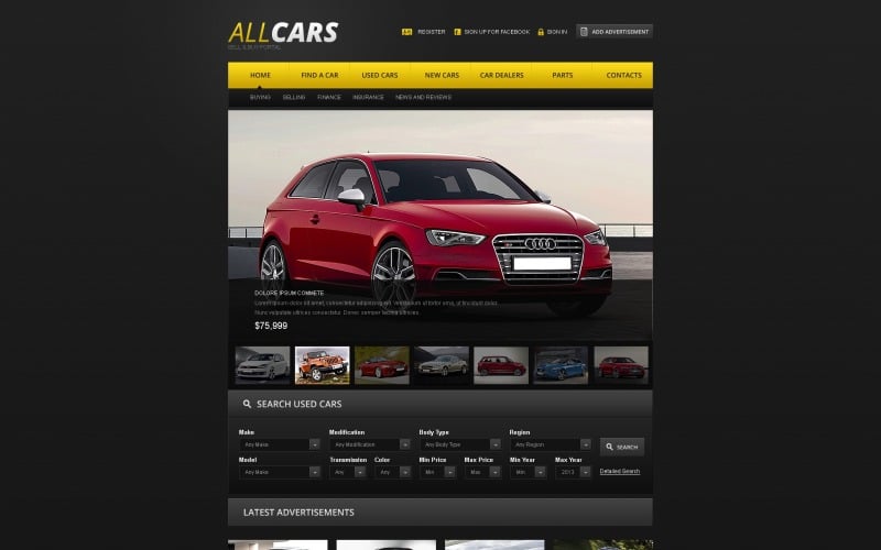 Modèle de site Web de concessionnaire automobile