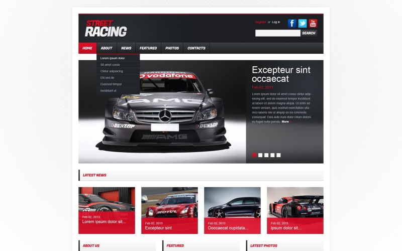 Modello di sito Web reattivo per corse automobilistiche